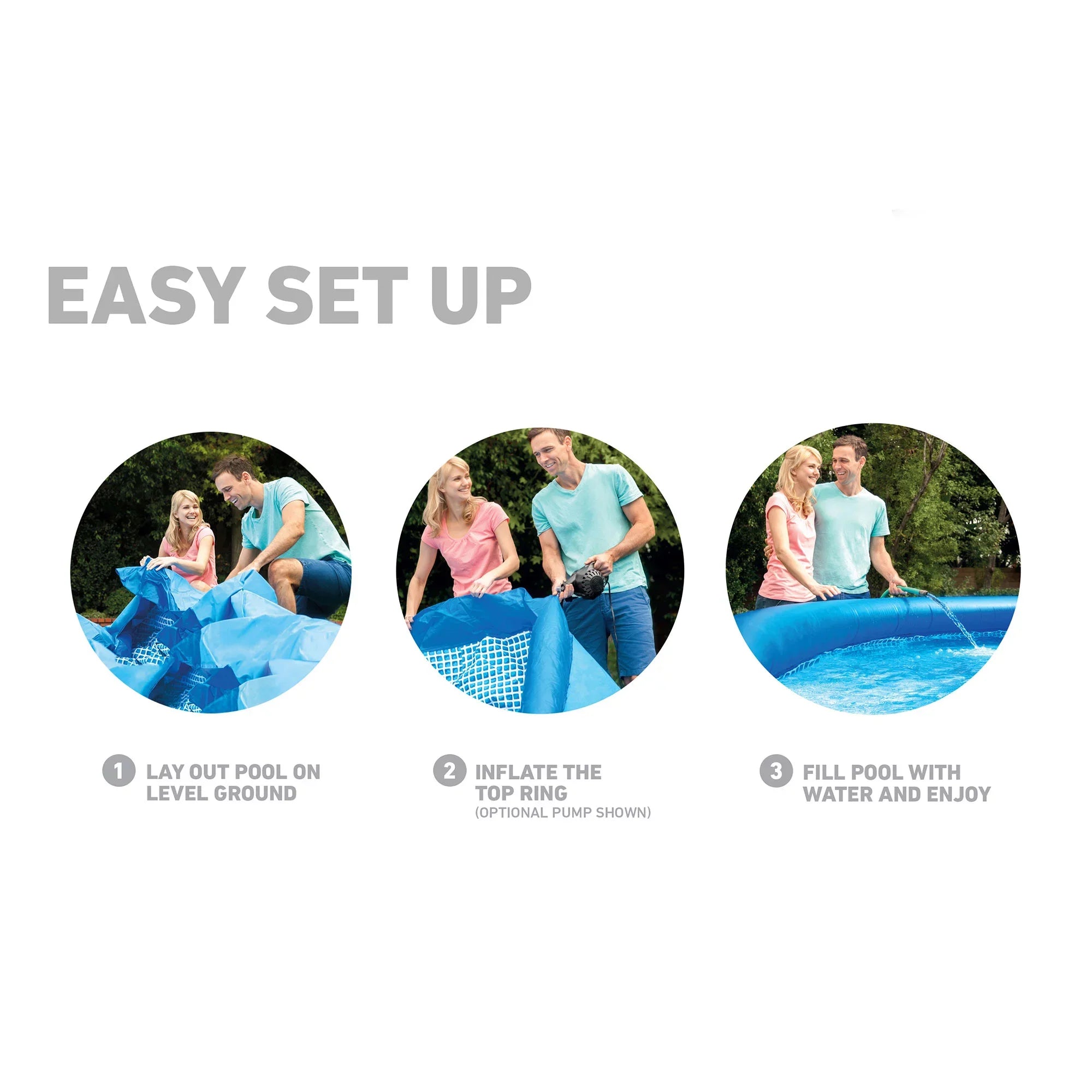 24" Swimming with x Inflatable Pool Ground Filter Set Intex 28117EH Easy Above 10'