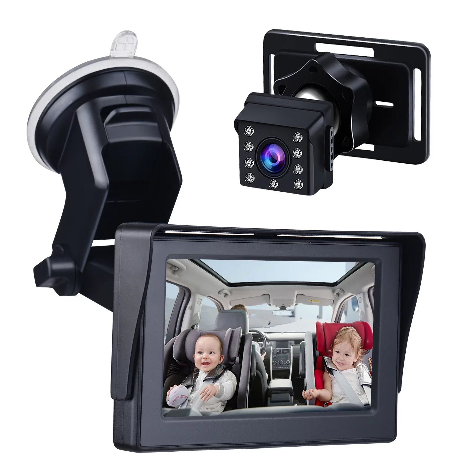 Night Vision 4.3 Crystal Car Baby Mirror View Clear Inch ammoon Camera, Monitor, 1080P Wide