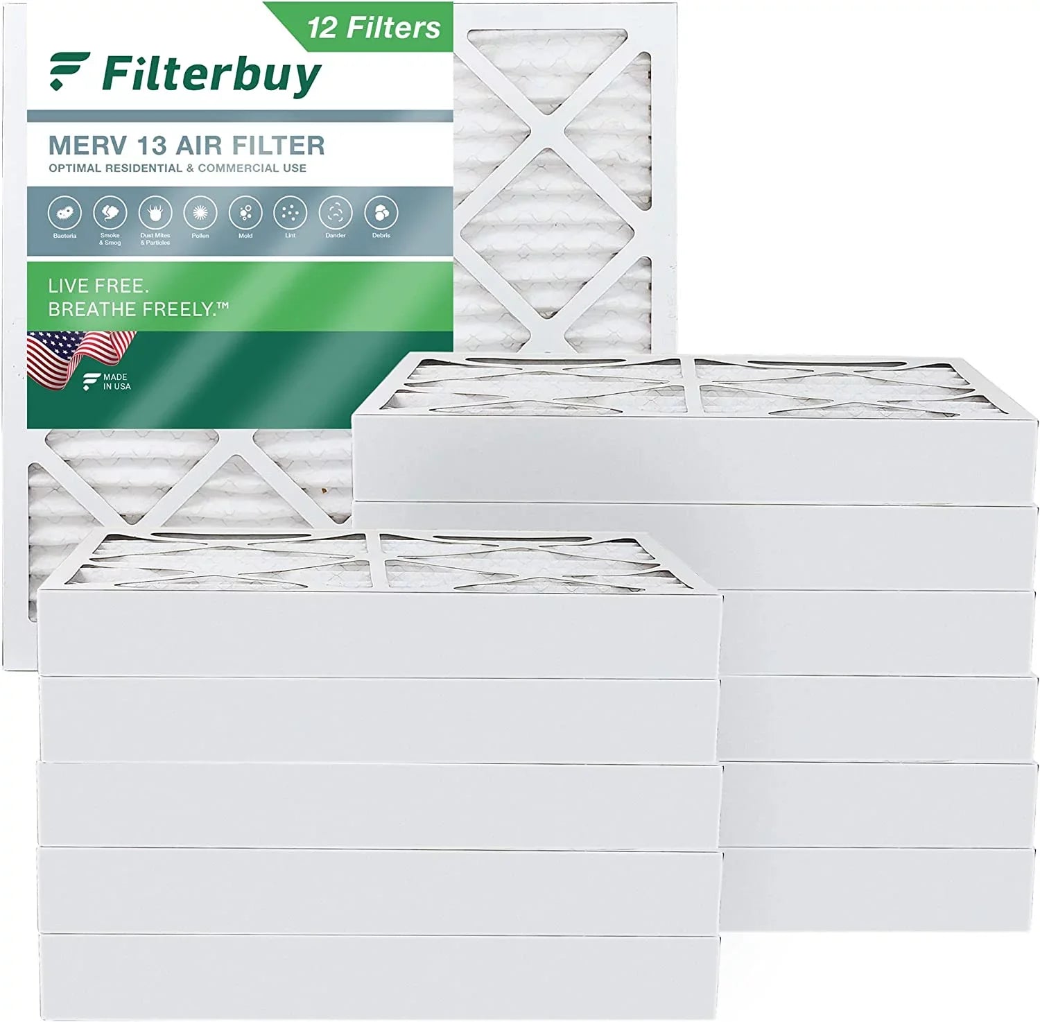Furnace MERV HVAC 12x12x4 AC Air (12-Pack) Filters Pleated 13 Filterbuy