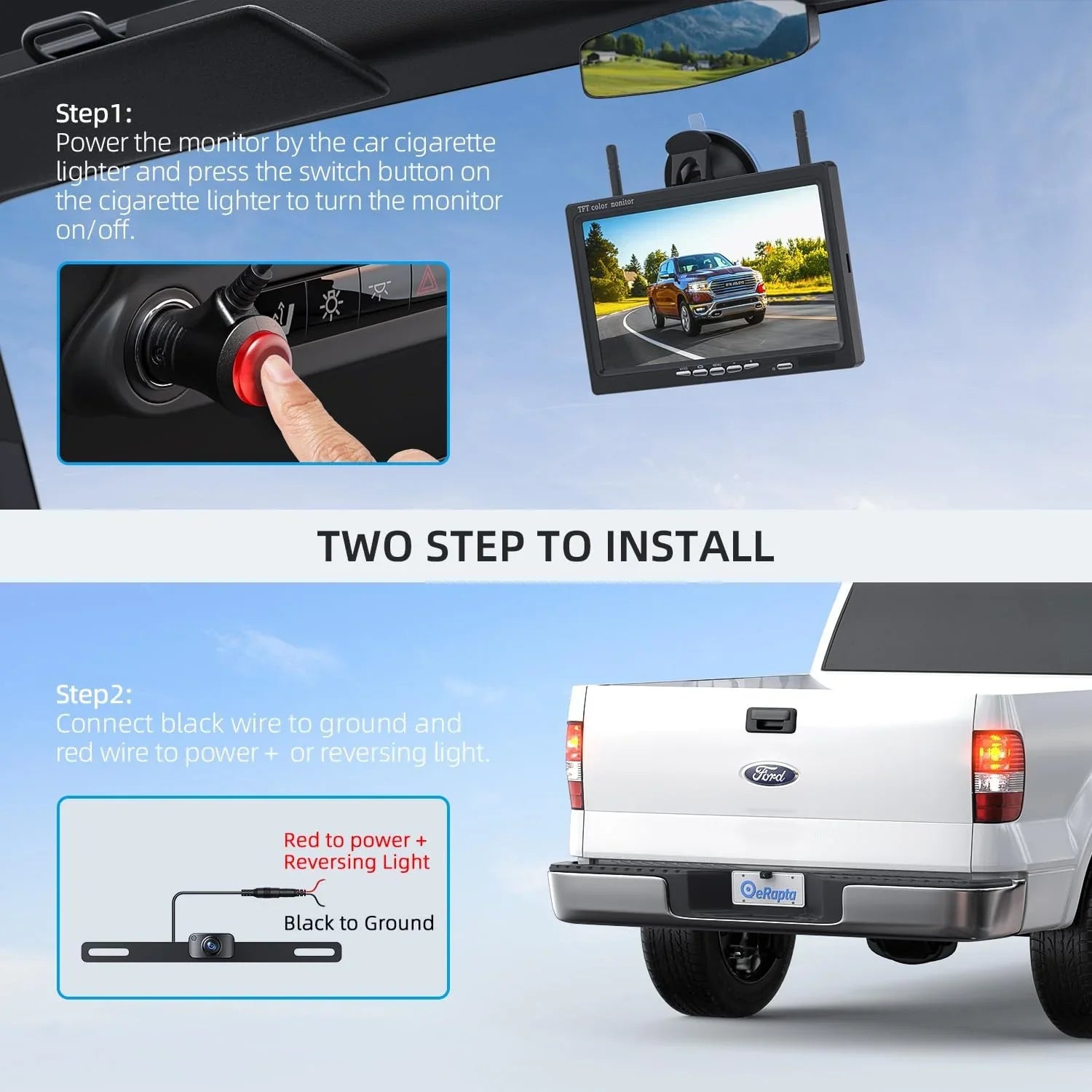 IR IP69 for Backup Inch Camera RV/Trailer/Truck/Van Vision Wireless 7 eRapta HD AWT7 Waterproof 1080P Monitor Night