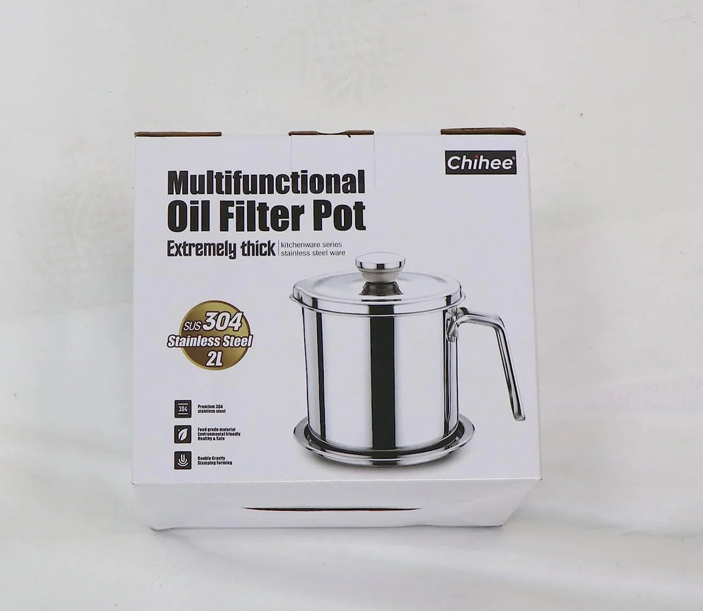 Frying / Steel & 2L Mesh Oil Lid Container,with Strainer oz,Food 67.6 Strainer Grease Storage Non-slip Storing fl Grease Cooking Can Pot Strainer Fine Oil Dust-proof Stainless Oil Tray,for