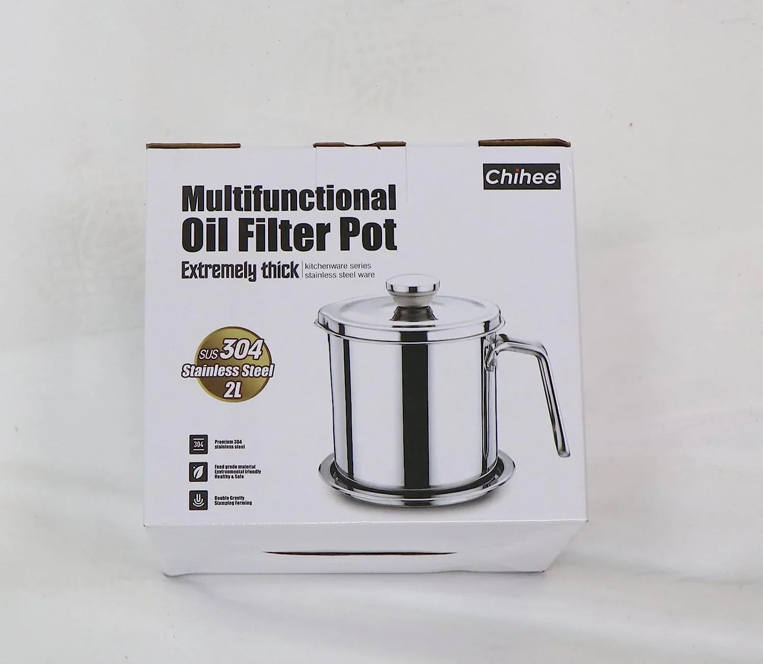 Frying / Steel & 2L Mesh Oil Lid Container,with Strainer oz,Food 67.6 Strainer Grease Storage Non-slip Storing fl Grease Cooking Can Pot Strainer Fine Oil Dust-proof Stainless Oil Tray,for
