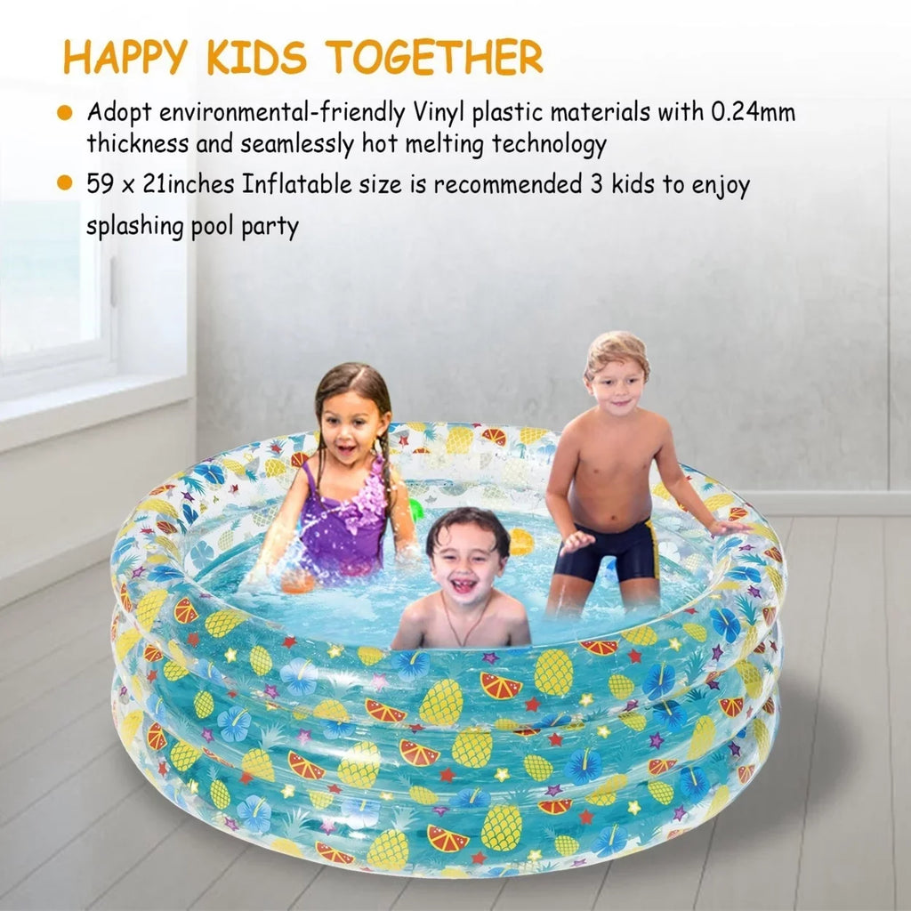 59x21in Family Pool Swimming Blow Swim Ball Pool Inflatable Pool Kids Center For Foldable 3 Up