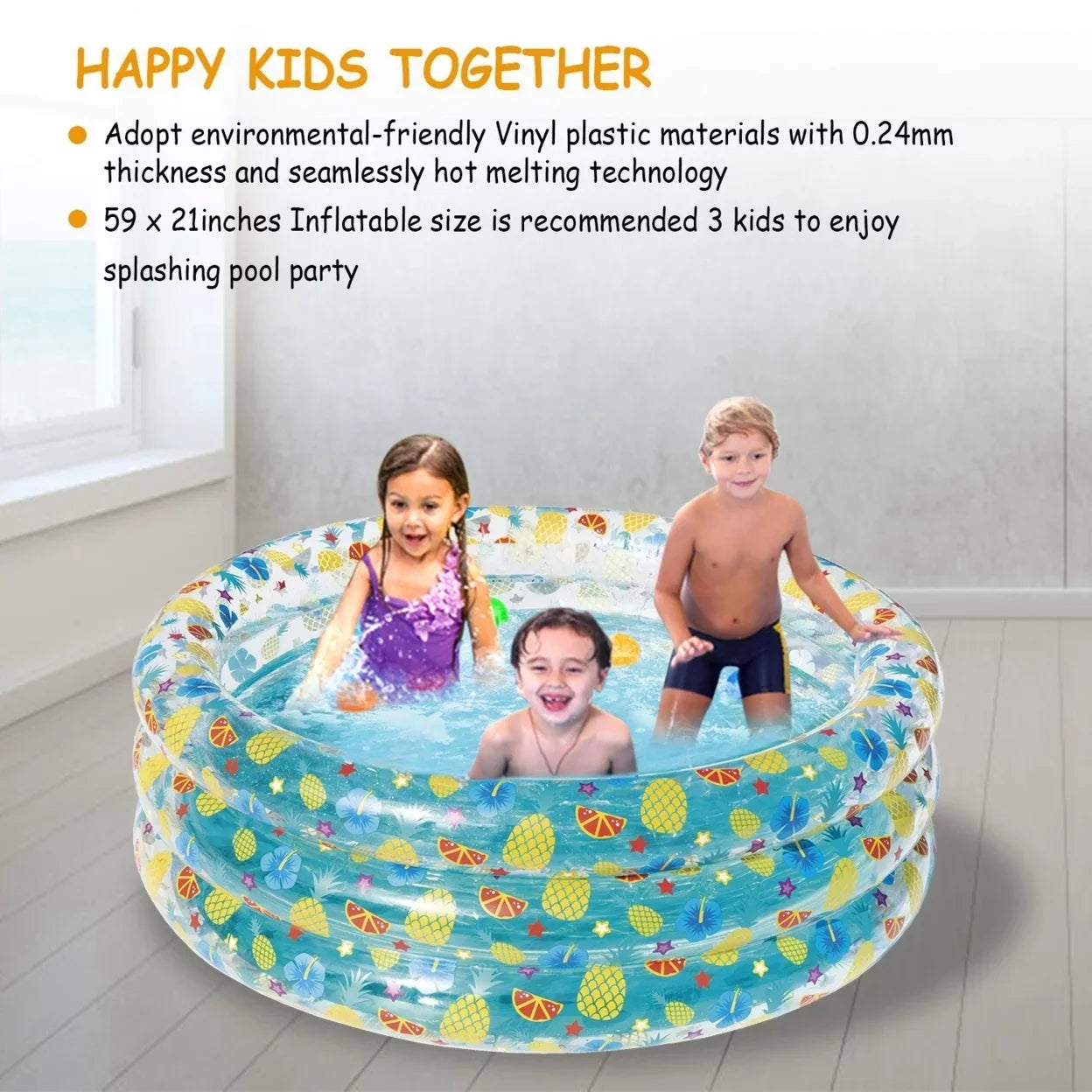 59x21in Family Pool Swimming Blow Swim Ball Pool Inflatable Pool Kids Center For Foldable 3 Up