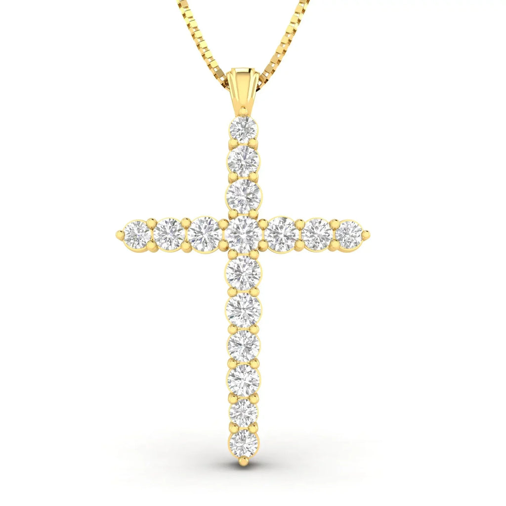 (1.00ctw, Pendant in Necklace Yellow 10k Cross 1.00ctw Natural I2-I3) Gold G-H, Diamond