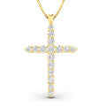 (1.00ctw, Pendant in Necklace Yellow 10k Cross 1.00ctw Natural I2-I3) Gold G-H, Diamond