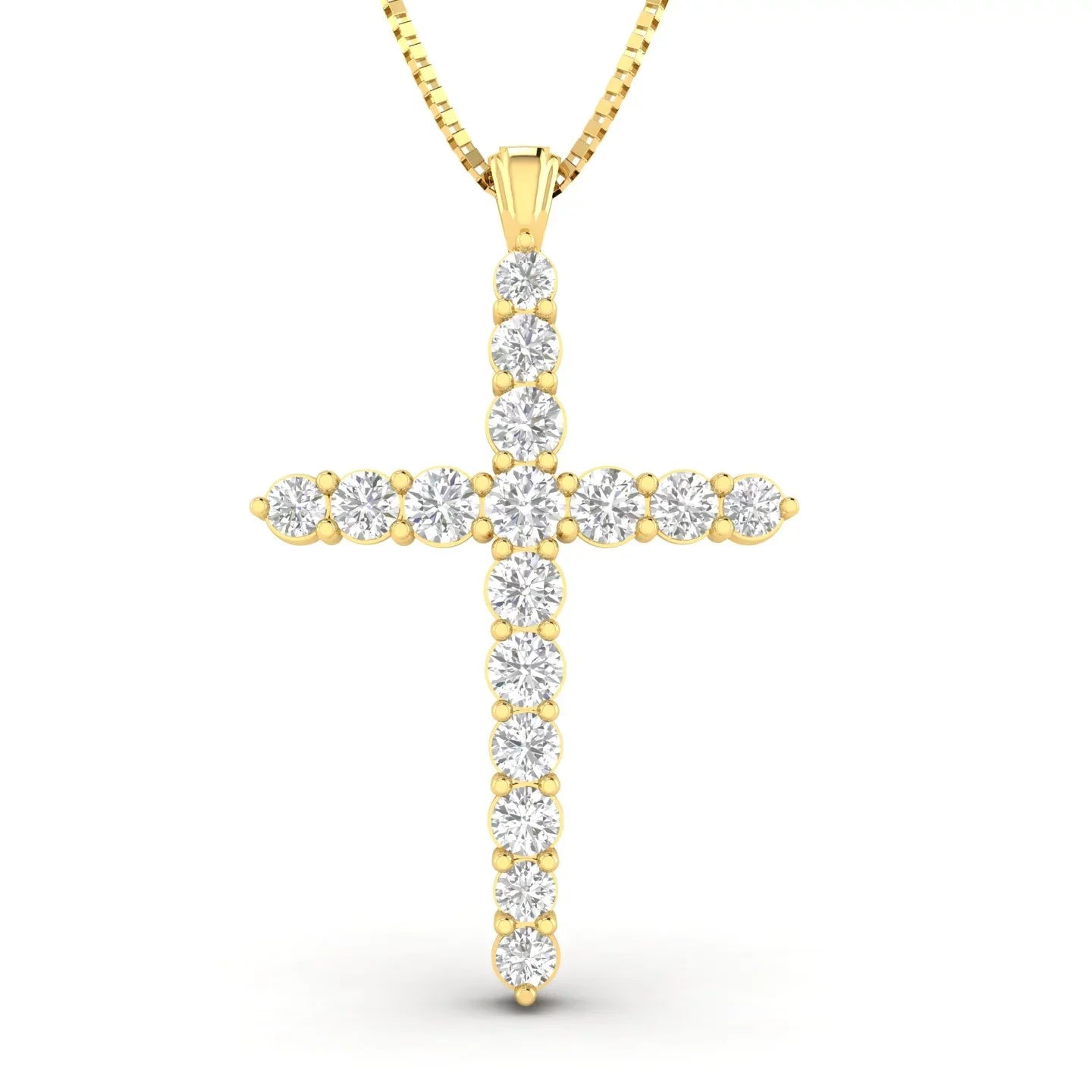 (1.00ctw, Pendant in Necklace Yellow 10k Cross 1.00ctw Natural I2-I3) Gold G-H, Diamond