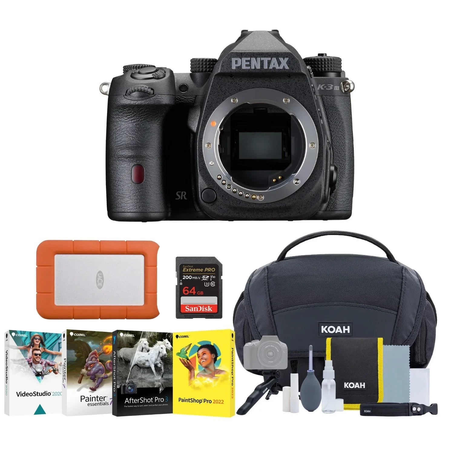 Card with K-3 Camera Drive Pentax Accessory III and Monochrome Body Memory Hard Bundle Bundle (Black) Mark