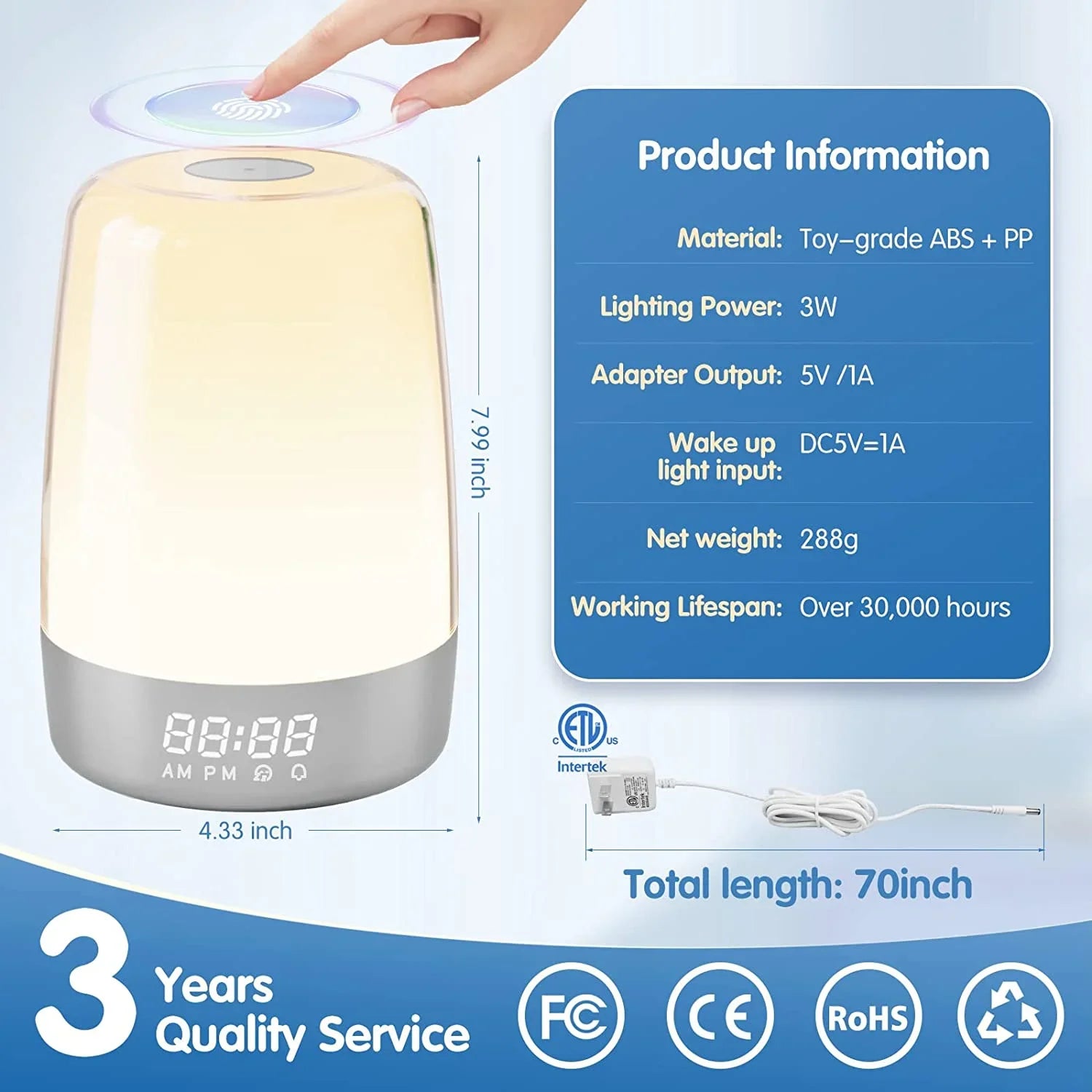 Sleepers Night Sleep Aid, Sunrise RGB Clock Bedside Wake for Kid Bedroom Lights, Sun Dimmable Light Alarm Sound Light Timer Snooze Alarms, Simulation Up Nursery Natural 7 Heavy Lamp Adults, 7