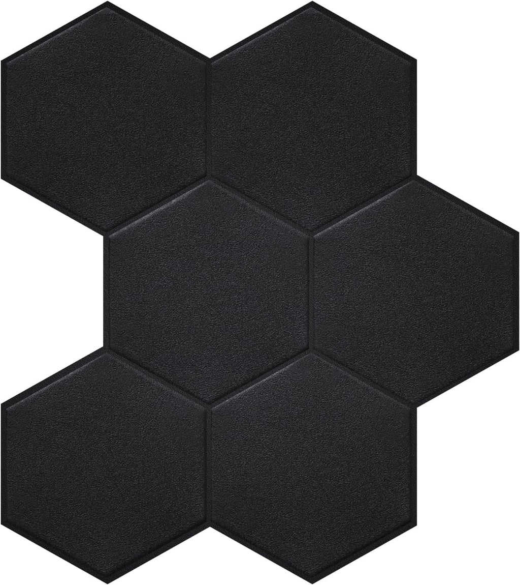 PET Black Stick Backsplash Bathroom(11.57''x10.35'',10-Sheet) Tiles Self Adhesive 3D for Matte Big Real Hexagon Peel and Kitchen