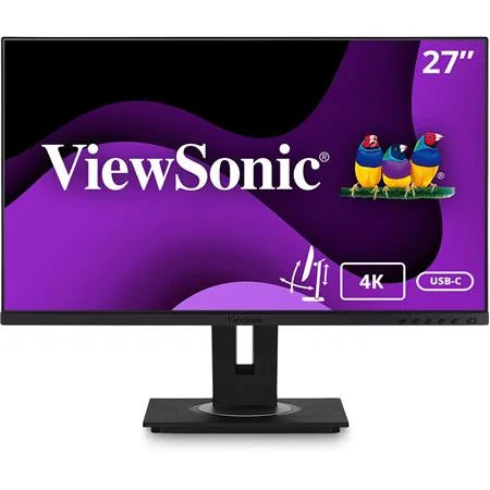 Ergonomics Home Degree Office VG2756-4K 4K and Display Integrated IPS Docking RJ45, HDMI, Tilt USB Monitor C 27 Inch Port ViewSonic 3.2, 40 for with and