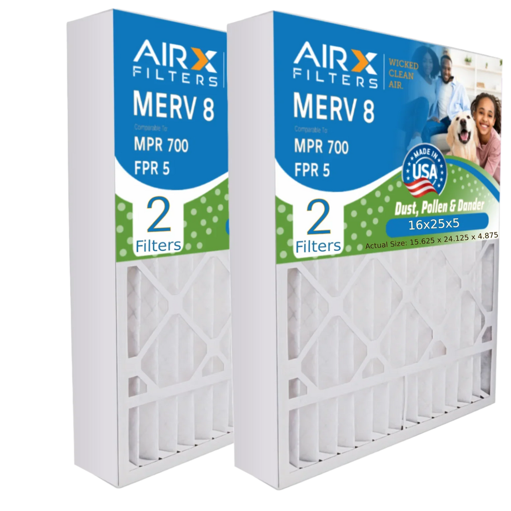 Compatible Premium & AIRX by MPR USA FPR Air to 16x25x5 Controls MERV Made 16x25x5 Comparable Filter with AIR. WICKED Field 700 46585900 FILTERS 8 Filter 2 Pack 5 CLEAN Furnace #