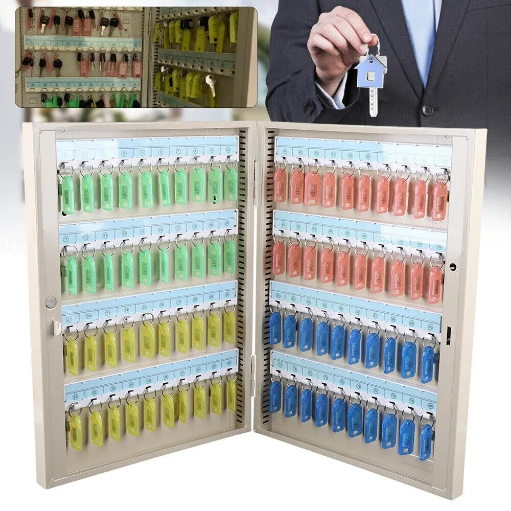 Cabinet Storage Box Wall Safe 80 Car Holder Key Mounted Organizer Dealership Lock