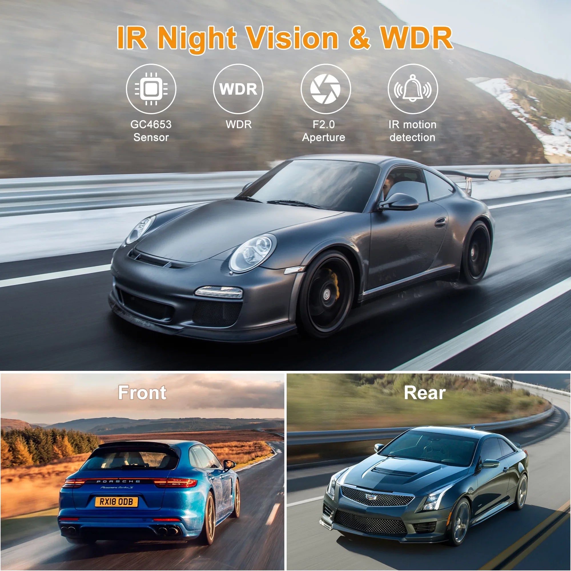 Touchscreen Car Parking with and HD Recording Dash Night with and 3'' Vision, For Full G-Sensor, Dashcam GPS, and 24H WiFi Front Mode IPS Rear and Loop GCZ 4K Cam