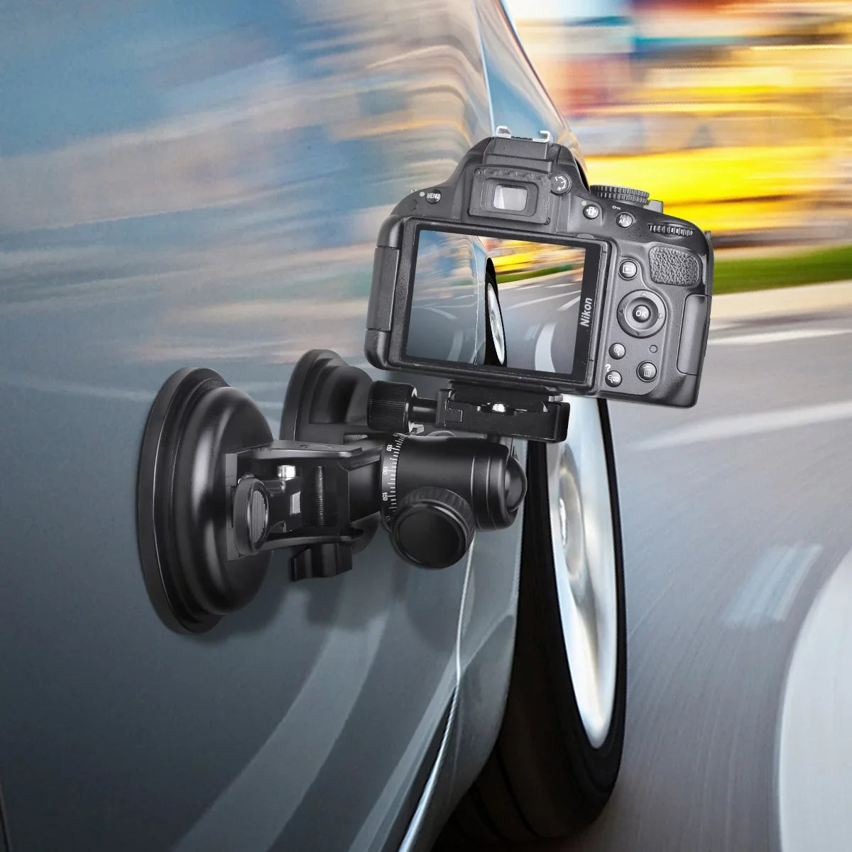 BM with Sony Camera Heavy RED 360° Nikon Load) Suction Head Camcorder Compatible lbs Canon Cup Car Ball Holder Mount Vehicle (20 Duty Mirorrless DSLR