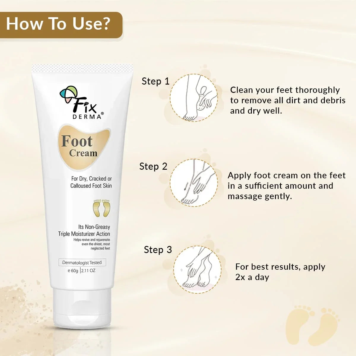 Soothes Sulphate Feet, Paraben & Types 3% Moisturizes For Cracked Dry Heel Urea, Glycerine, and & Foot Free, Repair Fixderma Acid, Lactic 5% All ML Skin 60 15% Cream Feet,