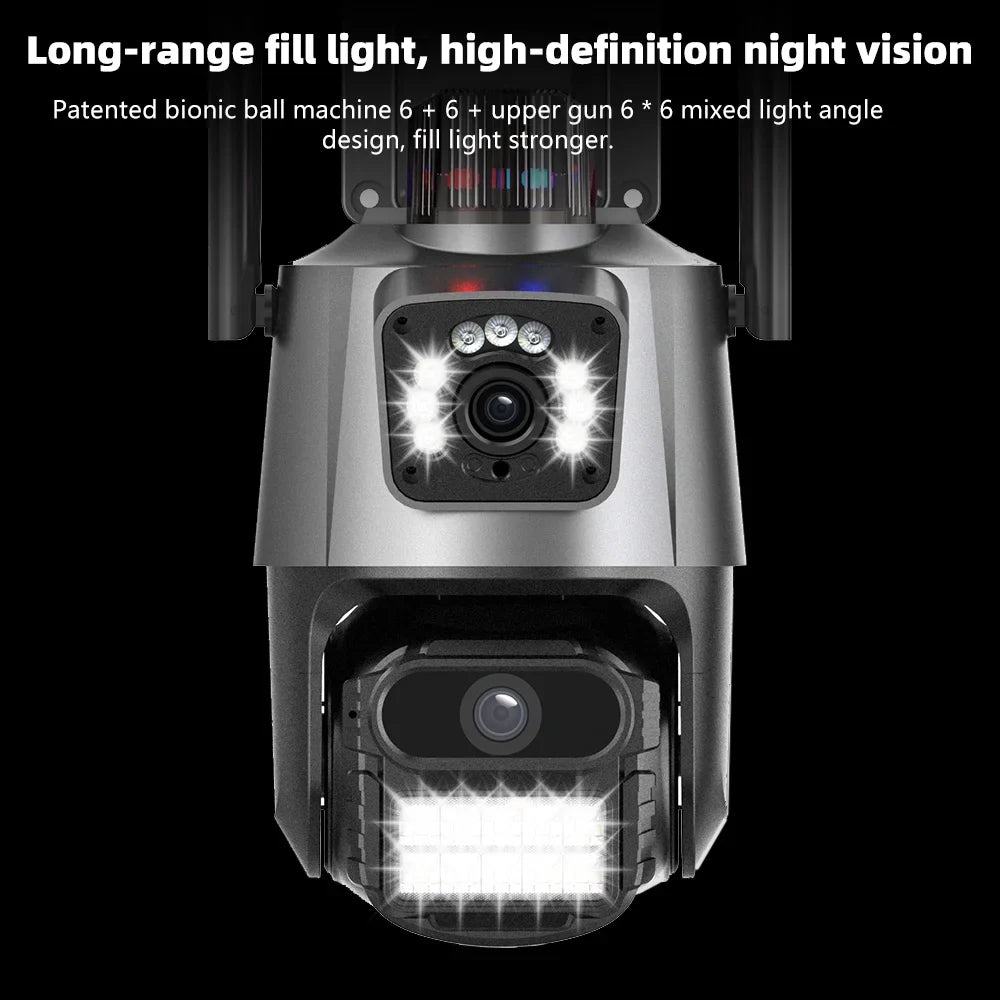Waterproof Audio Outdoor Vision, Dual 360° Home Camera, Lens Cameras Night Security Wi-Fi Kepeak Surveillance 2-Way View,