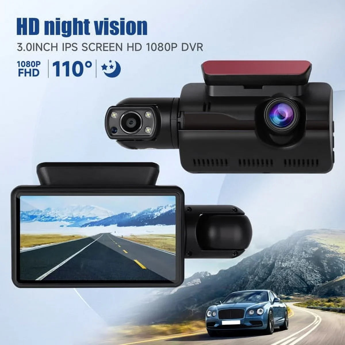 Cam Wide Loop Rear, 1080P Vision 170° and Front G-Sensor Dash Angle, Camera Night Dash SYTHERS Recording,