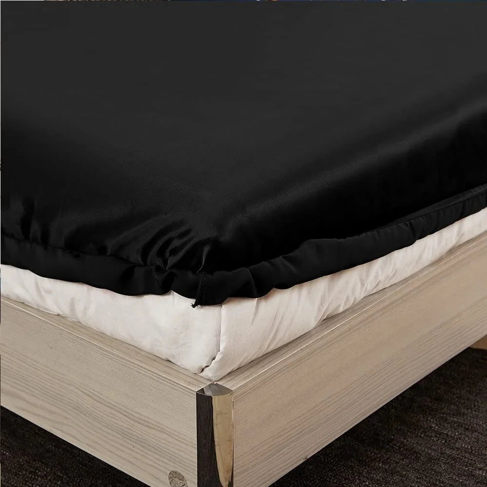 Sheet 19 Luxury Fitted Seamless, Mulberry Black Queen, HAOFEI Silk Momme