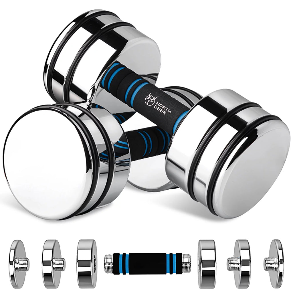 Weight 10lb Pair 15lb 50lb Foam Set Fitness Dumbbells Silver 30lb Gym 20lb Handle, 5lb Lifting for Weights with Adjustable Northdeer Steel
