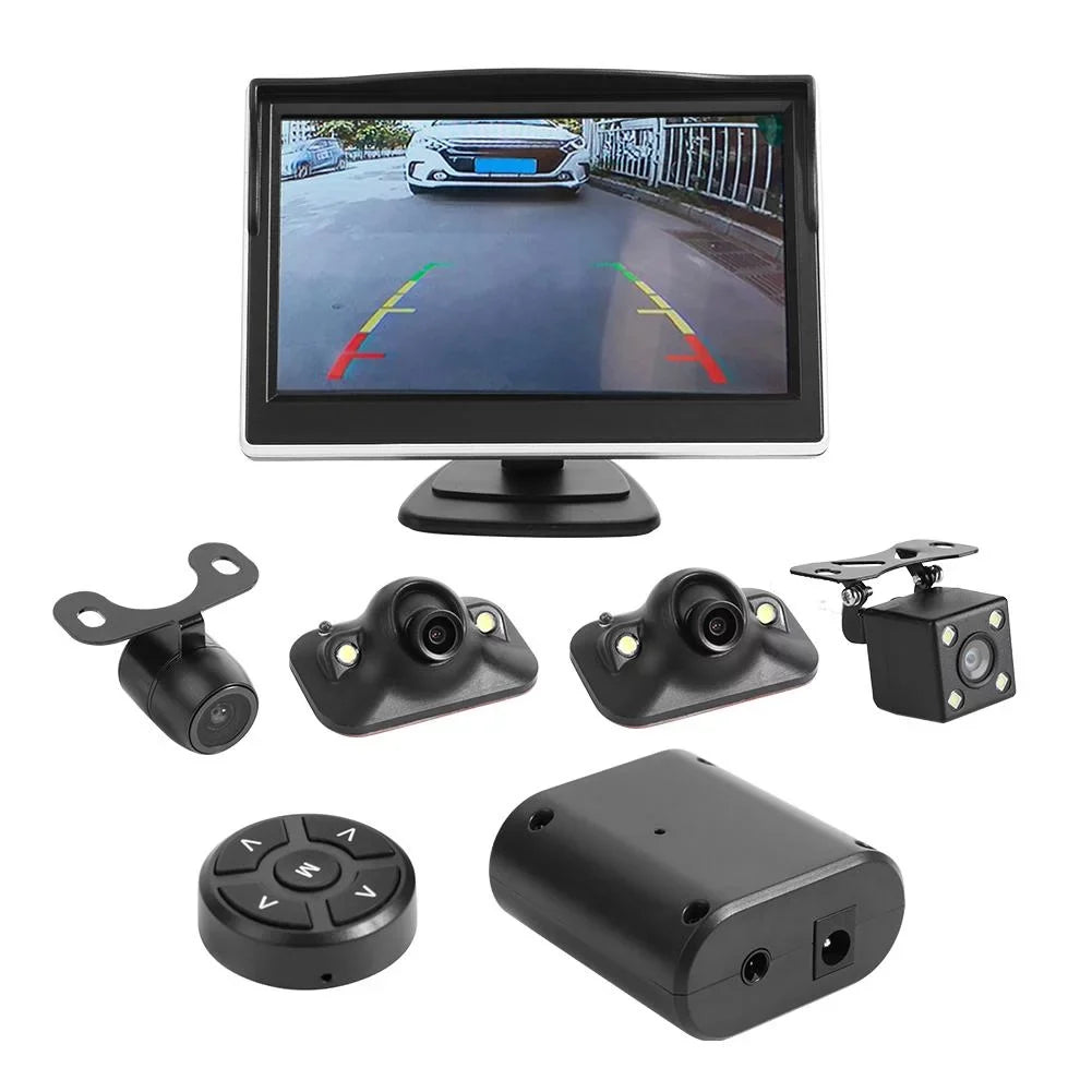 View Degree Jocestyle Camera 360 with Cam 5in Bird Monitor DVR System Recording Car 4