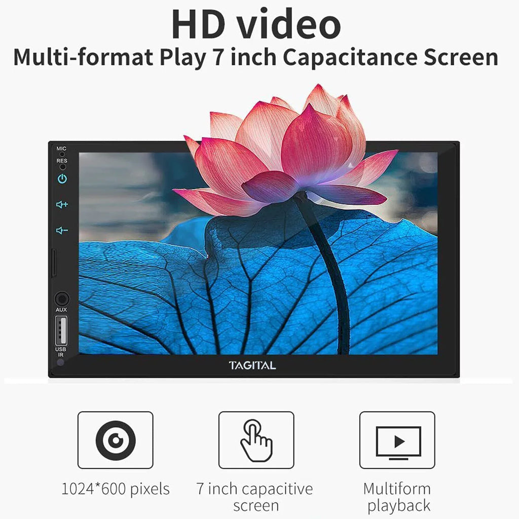Player, Carplay Backup Inch HD Auto, Bluetooth, Double Camera, Din Car Screen MP5  with Mirror Link Touch Tagital Stereo LCD 7 &Android