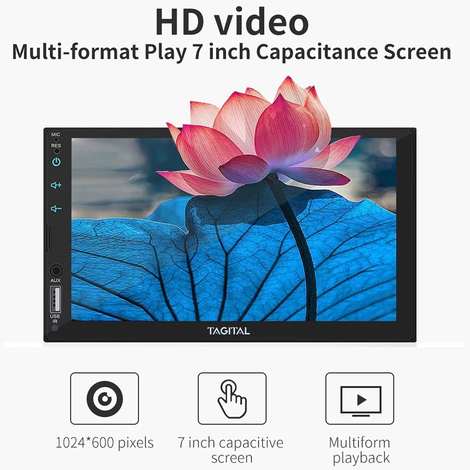 Player, Carplay Backup Inch HD Auto, Bluetooth, Double Camera, Din Car Screen MP5  with Mirror Link Touch Tagital Stereo LCD 7 &Android