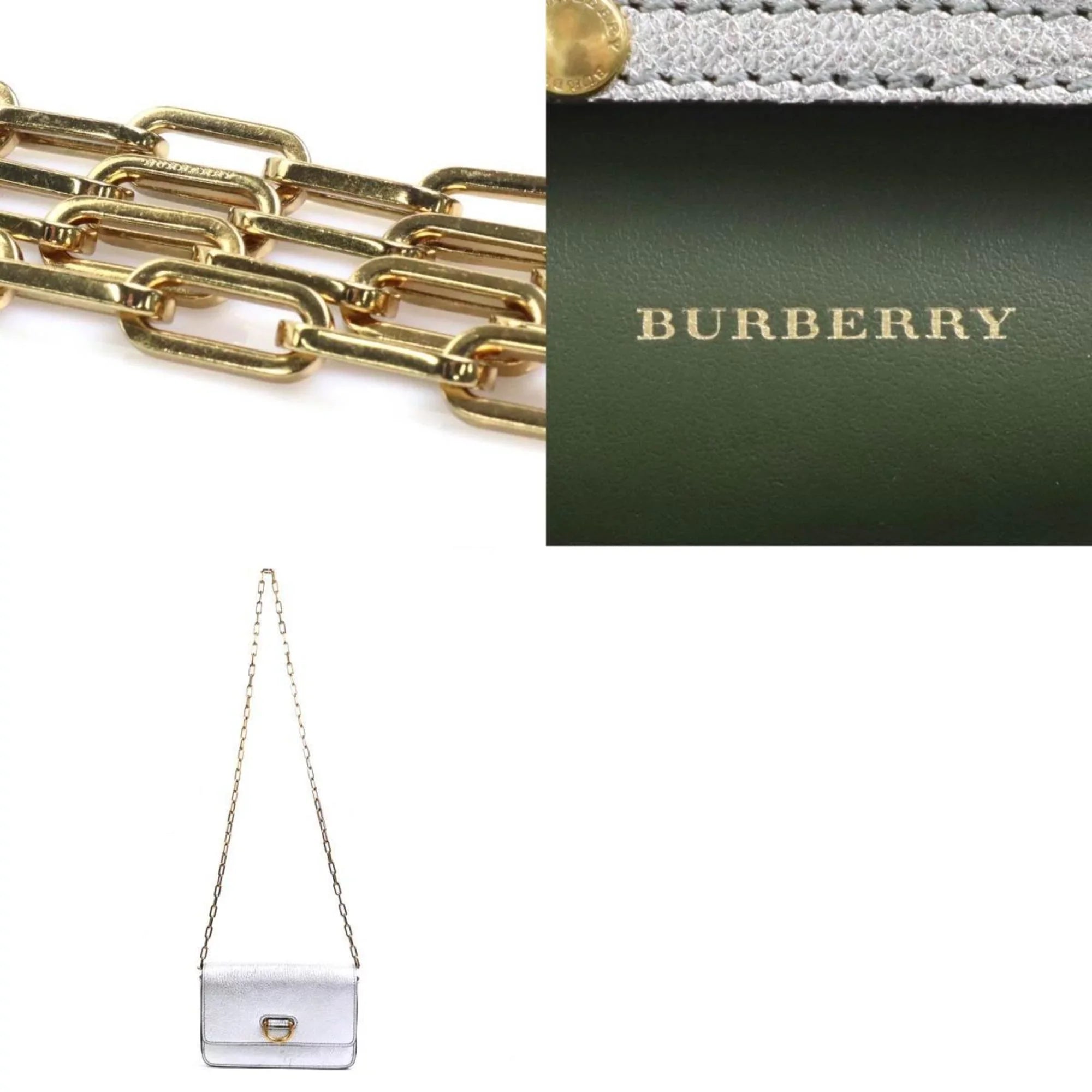 Pre-Owned shoulder (Good) leather silver ladies diagonal bag Burberry BURBERRY