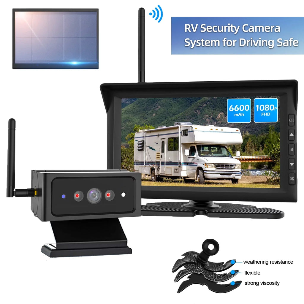 Reverse Trailer Cameras RV Camera IR Night Wireless Auto-Vox Camera Van Solar4 Support Backup Truck Vision HD 7" 2 Monitor Solar for Kit