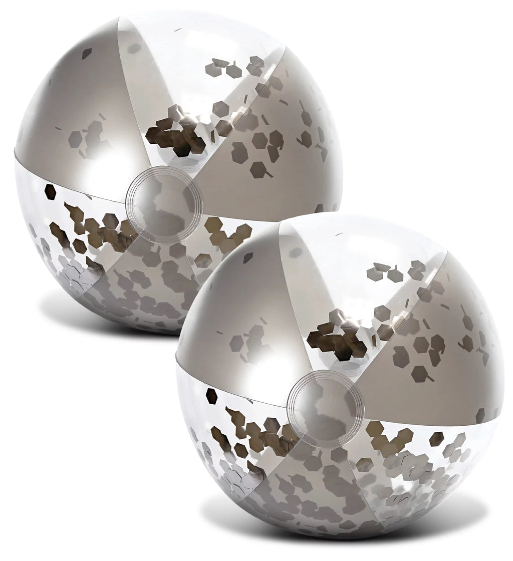 Confetti Duty 4 Vacation, Silver - Pack Premium of Bundle Fun Toys Party, 4 Set Beach, & Lake, Balls Balls, Beach Water for Pool Gold 16 Inch, Inflatable Size - Pool Decor Float Heavy Mozlly of
