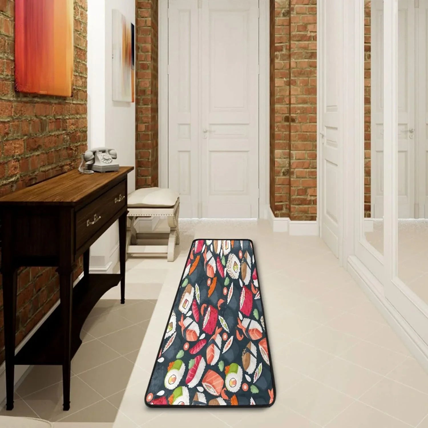 Home Washable Sushi Non-Slip Decor Ultra Coolnut Area Rugs Soft Rug Floor 24"x72" Entry Mat Runner Japanese Bathroom for - Kitchen Gifts
