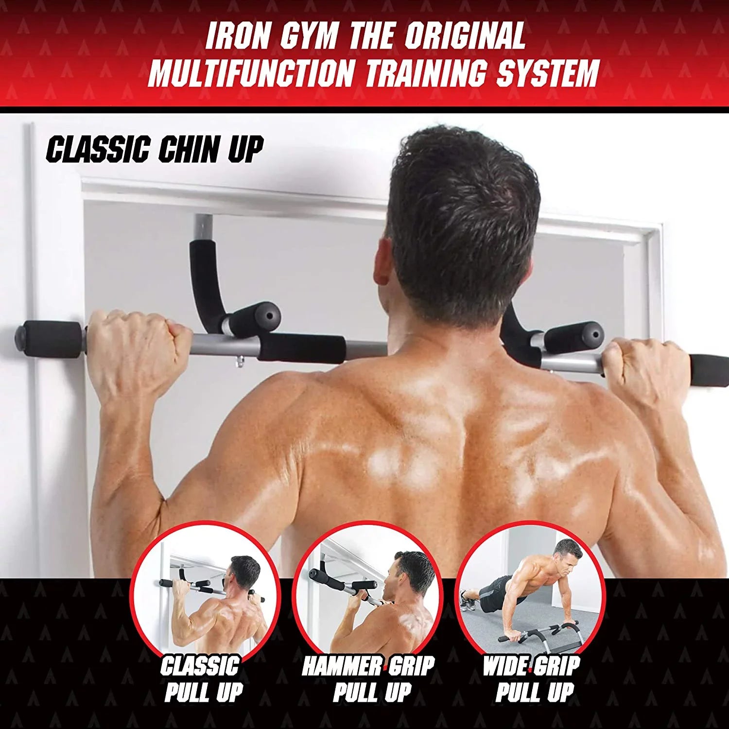 Gym for Chin-up Fitness Body Exercise Equipment Locking, Doorway, Bar Bar, Upper Screws Adjustable Home No Horizontal for Portable Total Delaman - Training Door Bars Iron Frame Width Up & Pull Workout