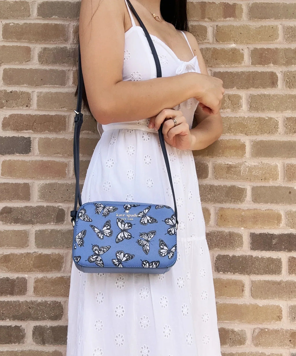 Sky Staci Crossbody Bag Blue Mini Kate Multi Spade Zip Camera Butterfly