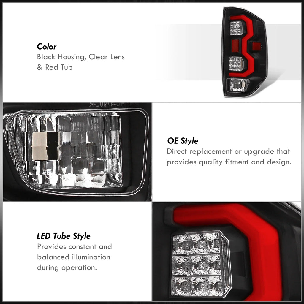2020 Compatible/Replacement Toyota Signal Distributors Lamps Clear 2021 21 2015 Tundra LED AJP Brake 14 19 15 Lights 2017 Red Stop Pair 2019 Tube For 20 2018 16 17 Housing Tail 18 2014 2016 Lens Black