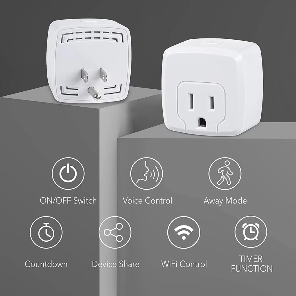 Home 2-Pack Mini Hub Google Smart Alexa, Timer WiFi 2.4G HBN 15A, WiFi No Assistant, Smart Certified, ETL Plug with with Outlet Only, Control Works Function, Remote Required,