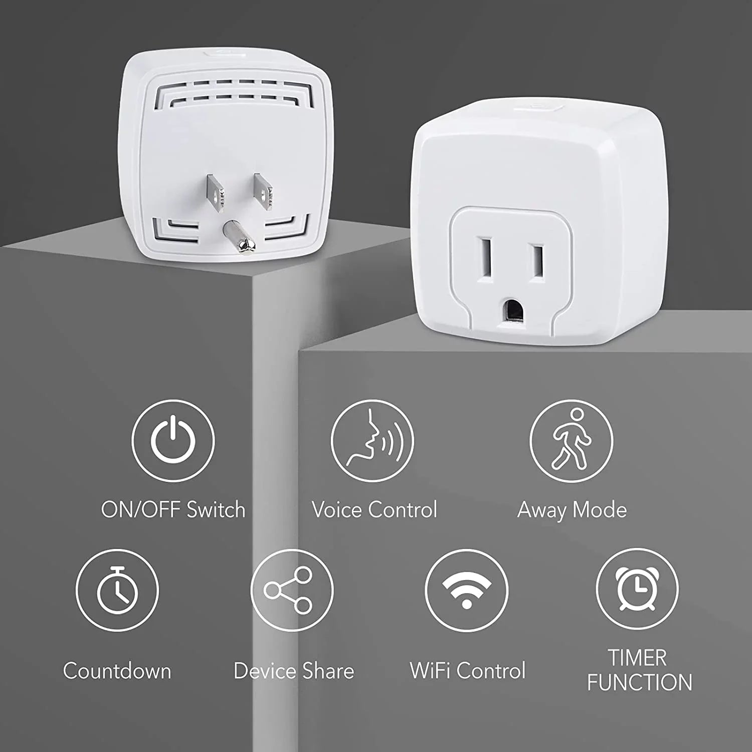 Home 2-Pack Mini Hub Google Smart Alexa, Timer WiFi 2.4G HBN 15A, WiFi No Assistant, Smart Certified, ETL Plug with with Outlet Only, Control Works Function, Remote Required,