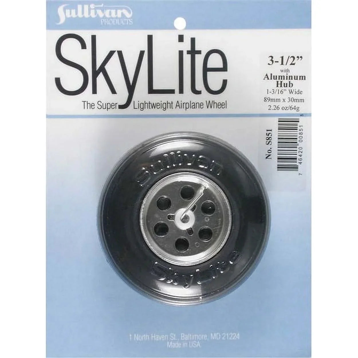 Sullivan Products 851 inch 3-1/2 (1) Sullivan Wheels w/Aluminum Hub SkyLite