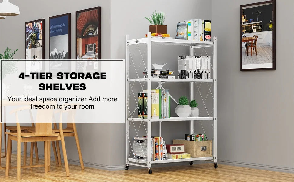 Tier Rack Metal Storage Style Heavy Shelving White QRInnovations Duty 3/4 Modern