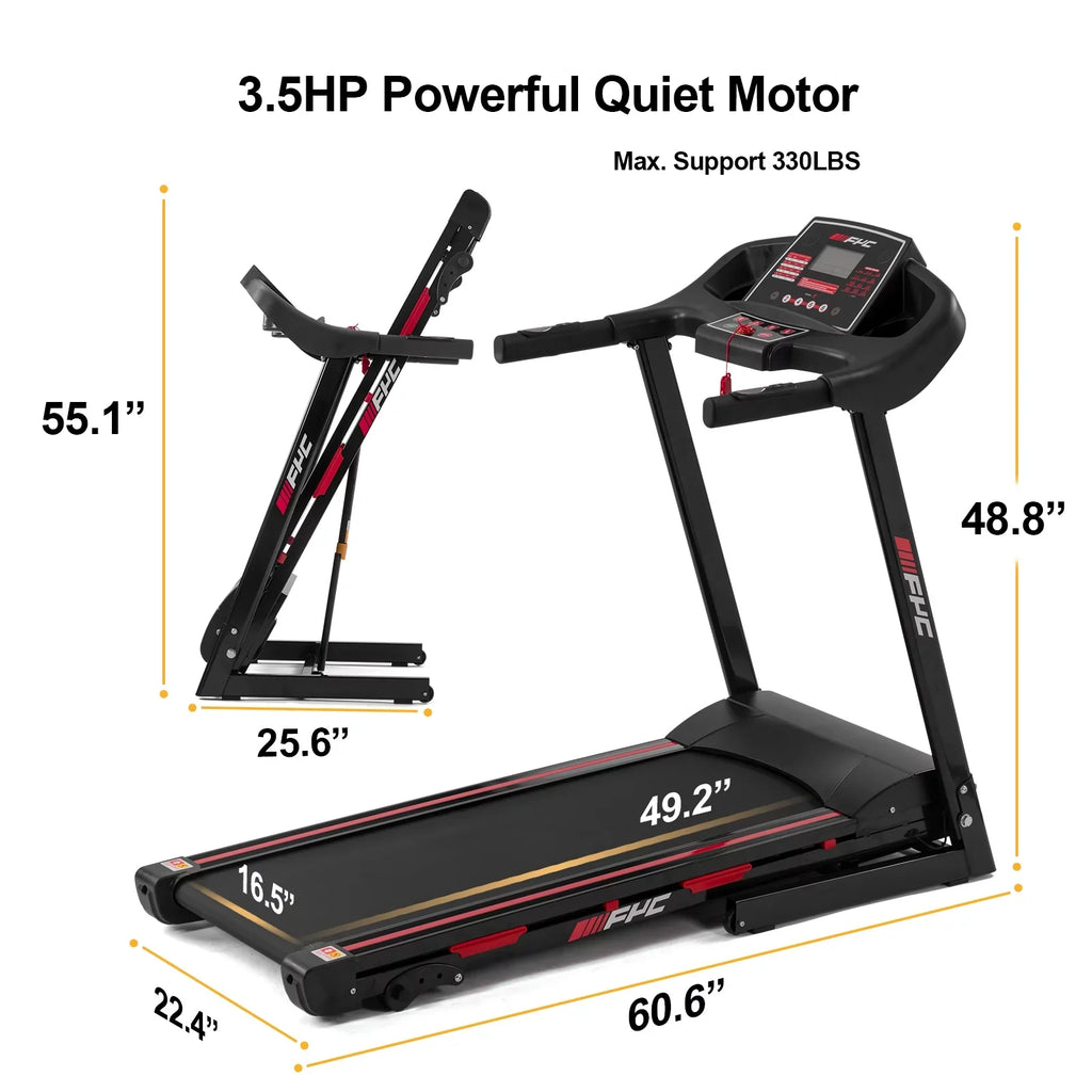 Home with Incline/, Max FYC Easily Gym Home Assembly, Workout 330 LBS Speed for Exercise Foldable Machine Capacity Electric - Treadmill 3.5HP Folding 16KM/H Running Weight Anself Treadmill