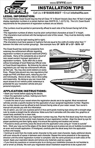 SeaFoam for STIFFIE Identification Numbers Personal Uniline Alpha-Numeric 3" Marine Custom Decals & Stickers Watercraft Boats & PWC Green Kit Letters Registration