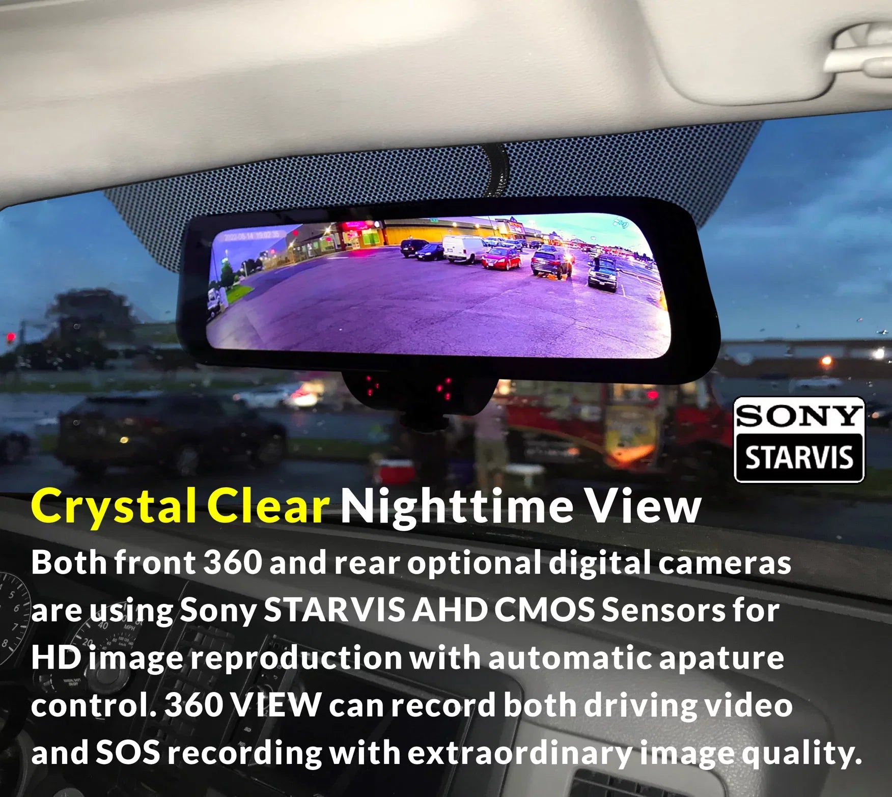Rearview Auto View Day/Night, Video-in DIY Touchscreen Dash 4K RYDEEN Backup Monitor Install, View Brightness 360 Mirror Frameless Camera with Surround 10-inch w/ TFT
