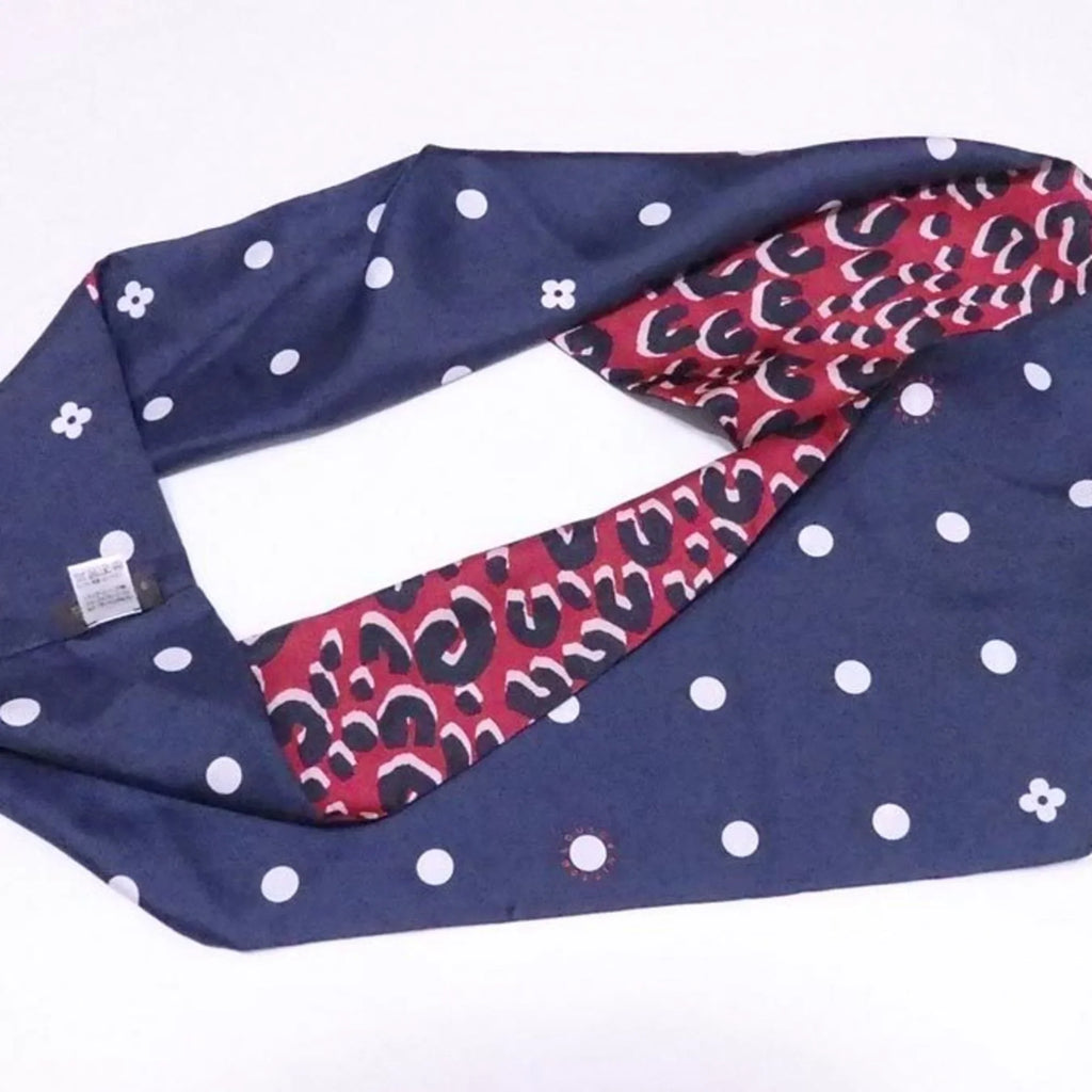 Silk 100% M74608 Women's Leopard Pre-Owned (Good) Scarf Multicolor Snood x Vuitton Red Louis Navy