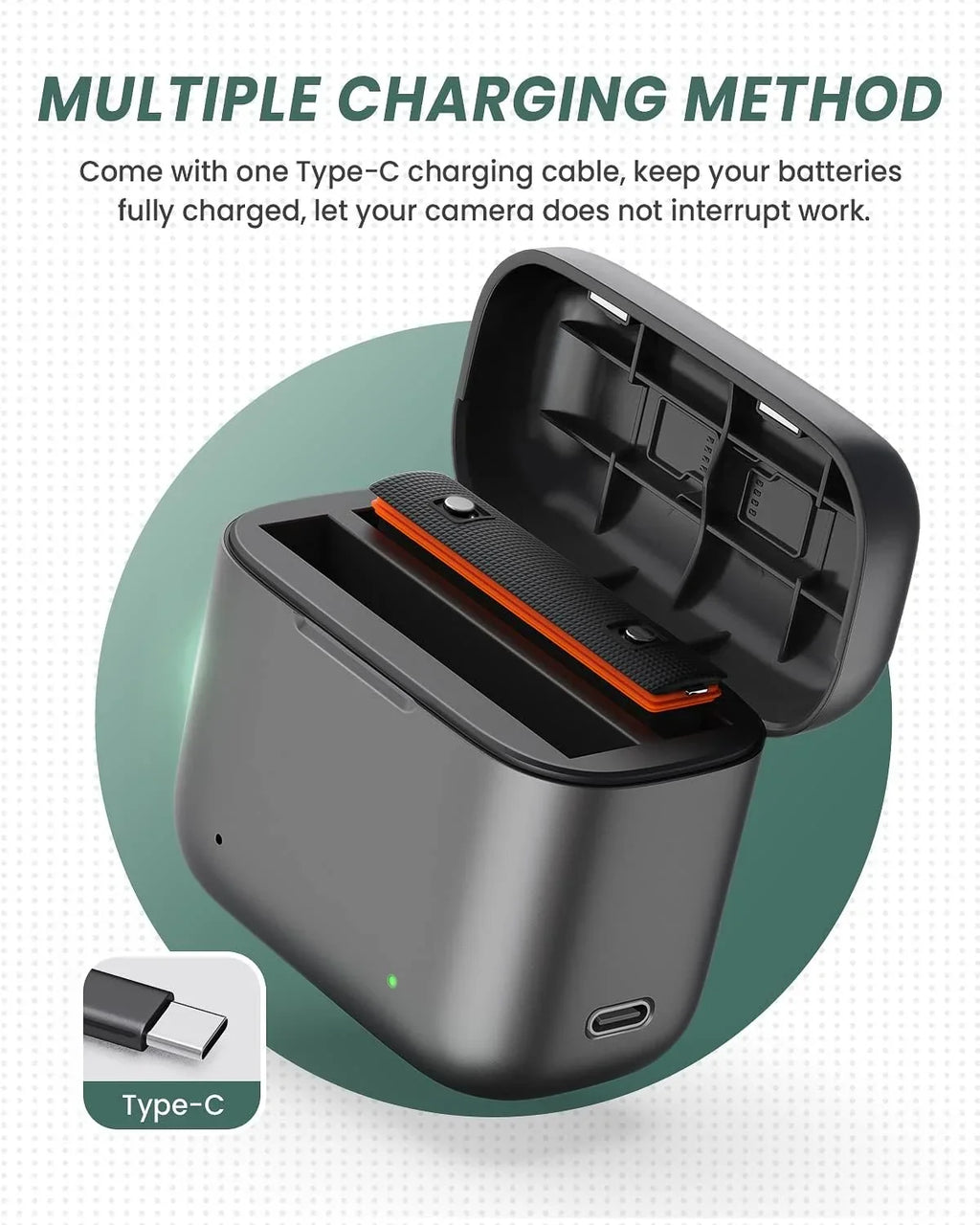 Station with & Battery Charger Charging for 1800mAh x3 Slots Insta360 Misro Card 2 SD Station Capacity, Battery High Camera Channel One