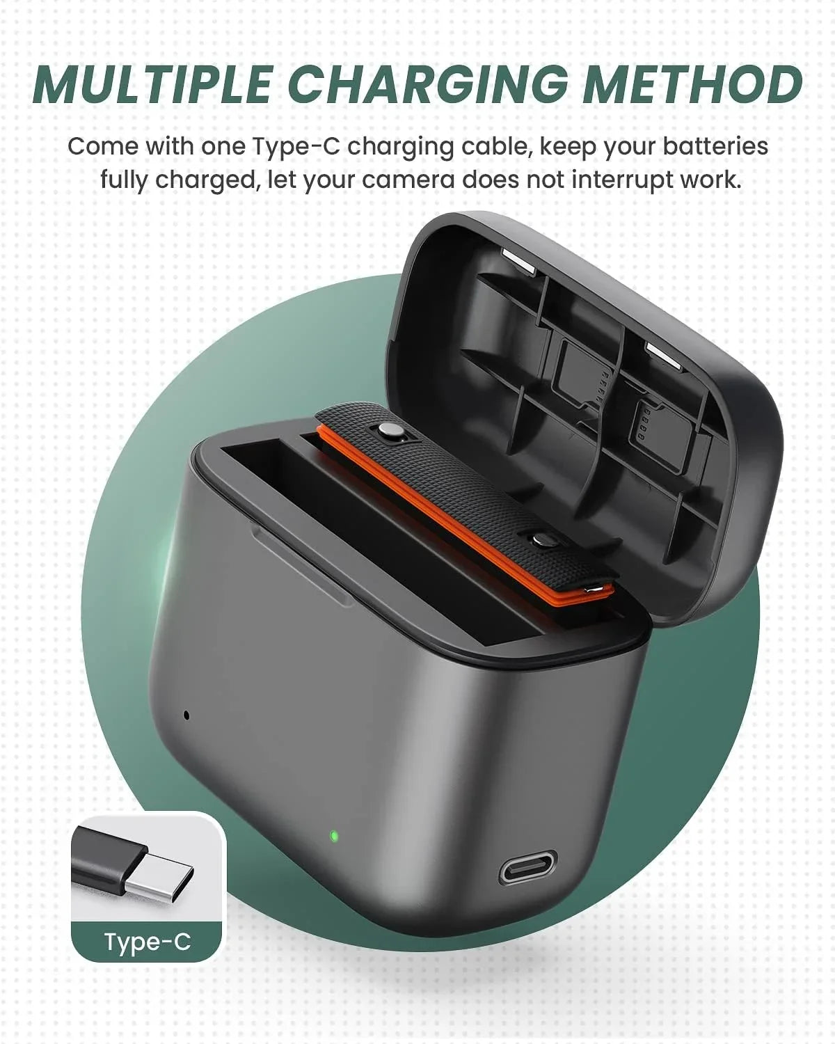 Station with & Battery Charger Charging for 1800mAh x3 Slots Insta360 Misro Card 2 SD Station Capacity, Battery High Camera Channel One