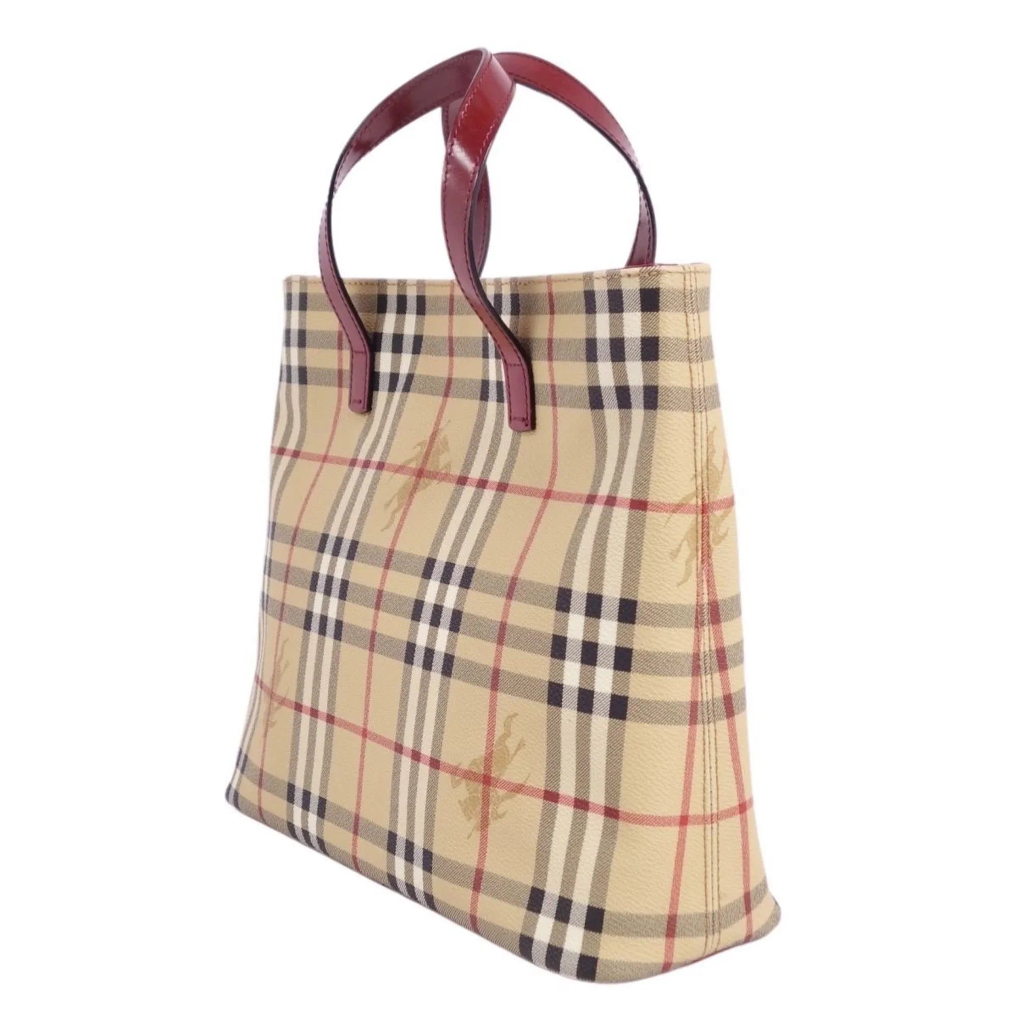 BURBERRY Check Ladies Bag London Burberry Brown Handbag (Good) Tote Pre-Owned Pattern LONDON