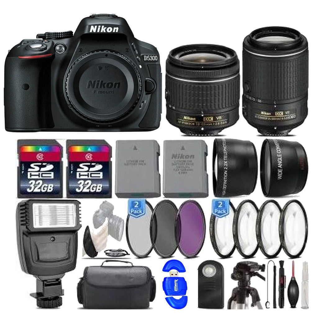 VR Lens D5300/D5600 Nikon II 18-55mm with DSLR || Camera & Supreme 55-200mm Bundle