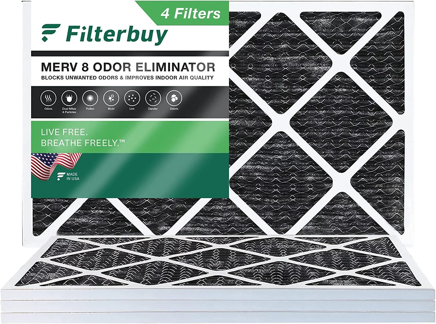 Filters AC Furnace Odor HVAC MERV with Filterbuy Eliminator (4-Pack) Carbon Activated Air 12x30x1 8 Pleated