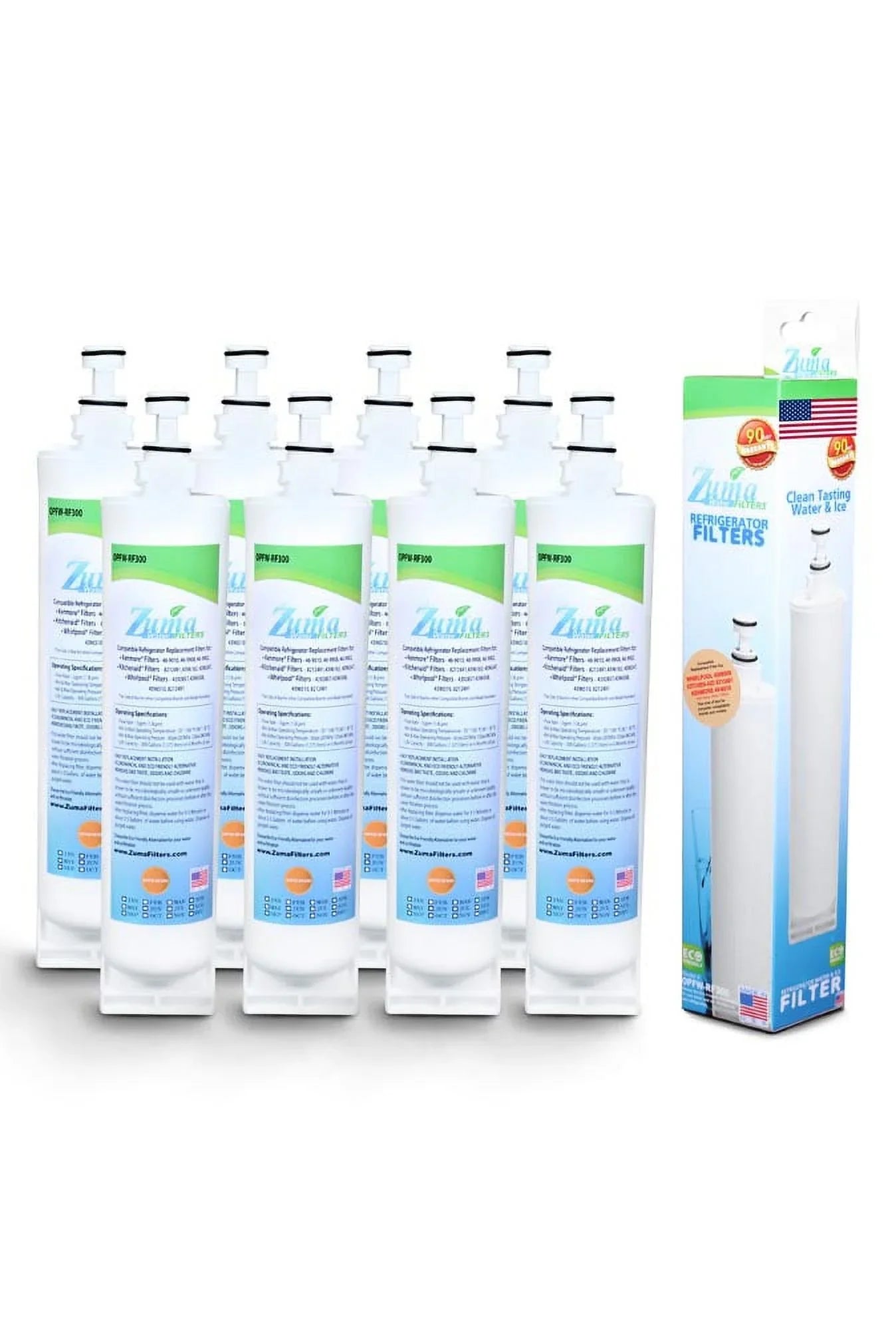 8 with Filter 4396508 U.S.A. - ZUMA Made Water in Model , Ice - # Compatible Pack OPFW-RF300 , Whirlpool® and Brand ,