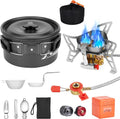 Backpacking with 6800W and Hiking Camping Camping Canister Soup Picnic Kit Fuel Stove, Cookware Spoon, WADEO Spoon for Camping Bowl Stove Pot, with Gas Windproof Outdoor Adapters, Camping Fork, Knife,