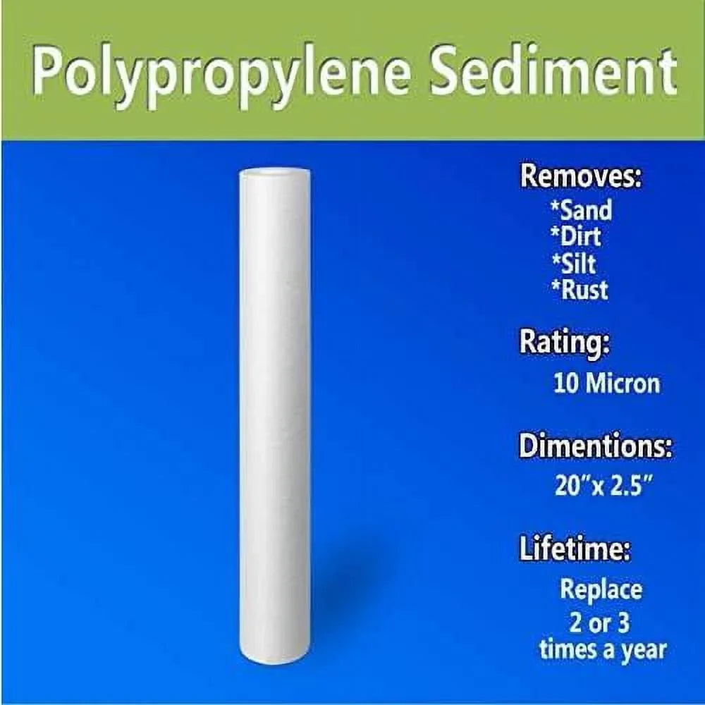 Layers -Blown Fits With Four 2.5” FPMB520, 25 Of Standard 10 Filtration Polypropylene X Sediment Micron Pack Filter 20” Whole House 20” X FPMB5-20, VX05-20 SDC-25-2005/4, Compatible Housings. 2.5”